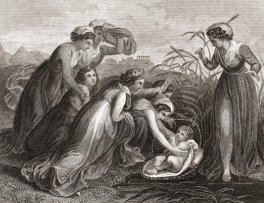 Moses Drawing - The Infant Moses Is Found by Vintage Design Pics