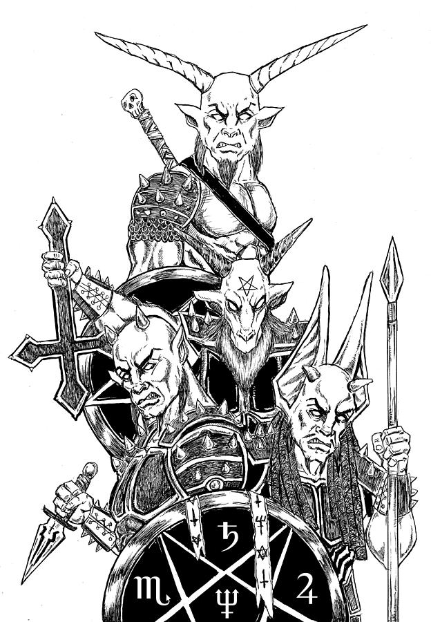 The Infernal Army White Version Drawing by Alaric Barca