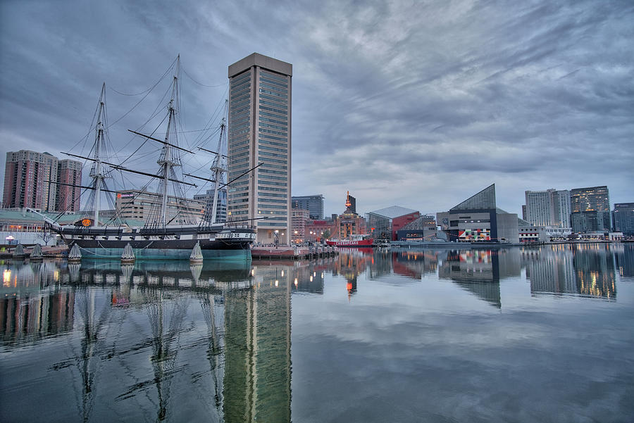 The Inner Harbor on a Sunday Cloudy Morning Photograph by Mark Dodd