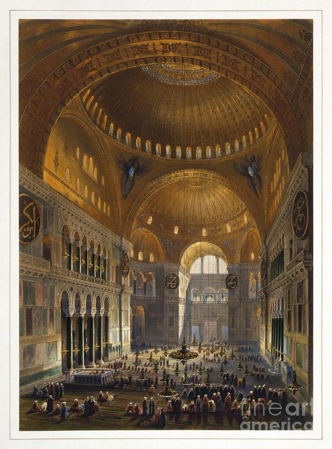 The interior of the Ayasofya Mosque from Painting by Celestial Images