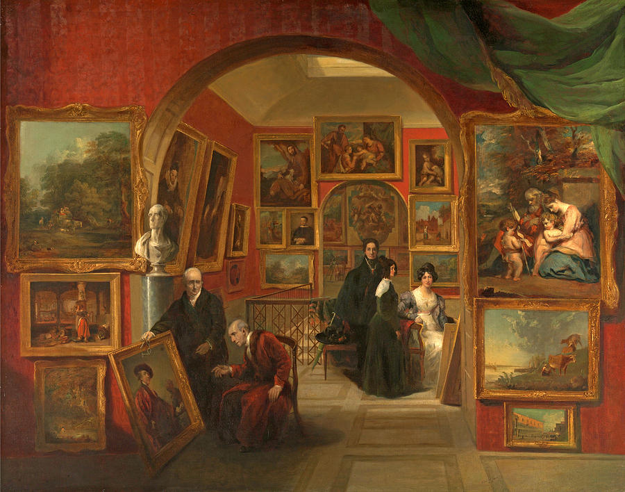 The Interior of the British Institution Gallery Painting by John Scarlett Davis