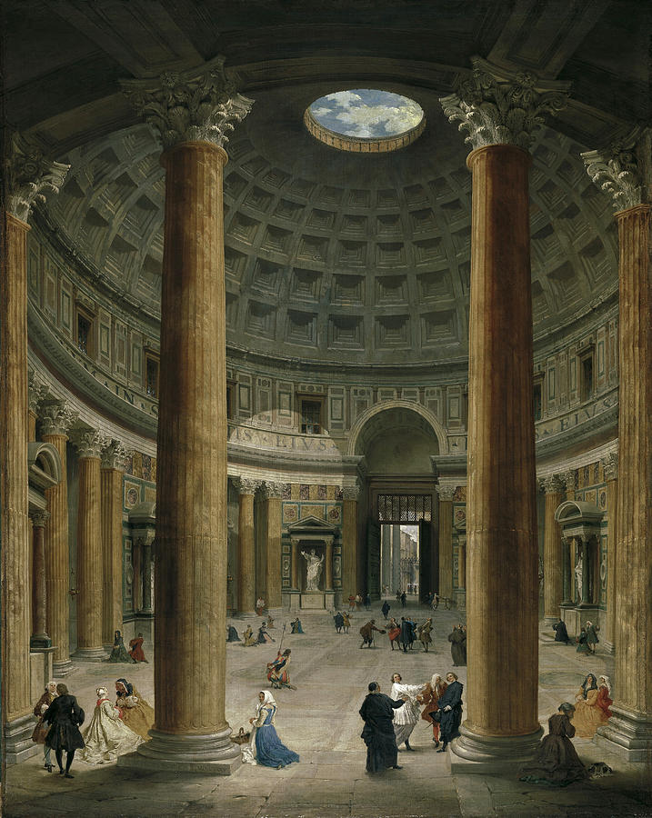 The Interior of the Pantheon in Rome Painting by Giovanni Paolo Panini