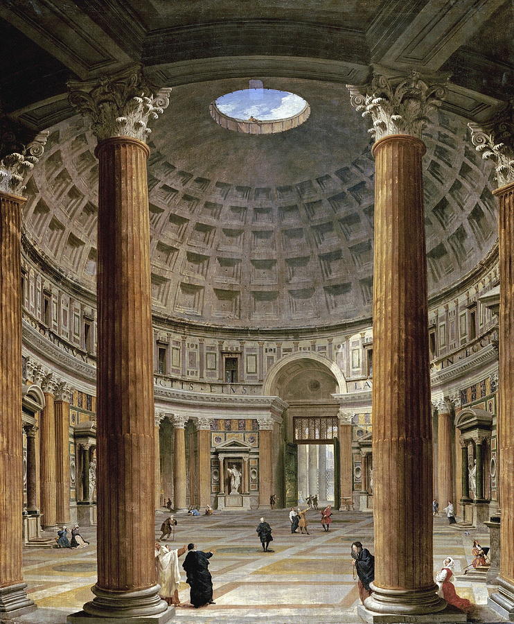 The Interior Of The Pantheon, Rome Painting by Giovanni Paolo Panini ...