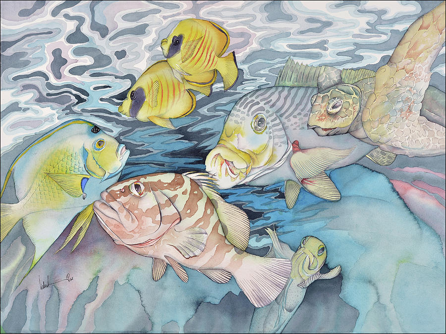 Fish Painting - The intruder by Liduine Bekman