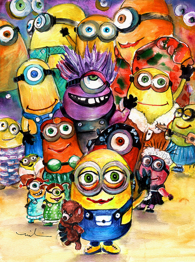 The Invasion Of The Minions Painting by Miki De Goodaboom