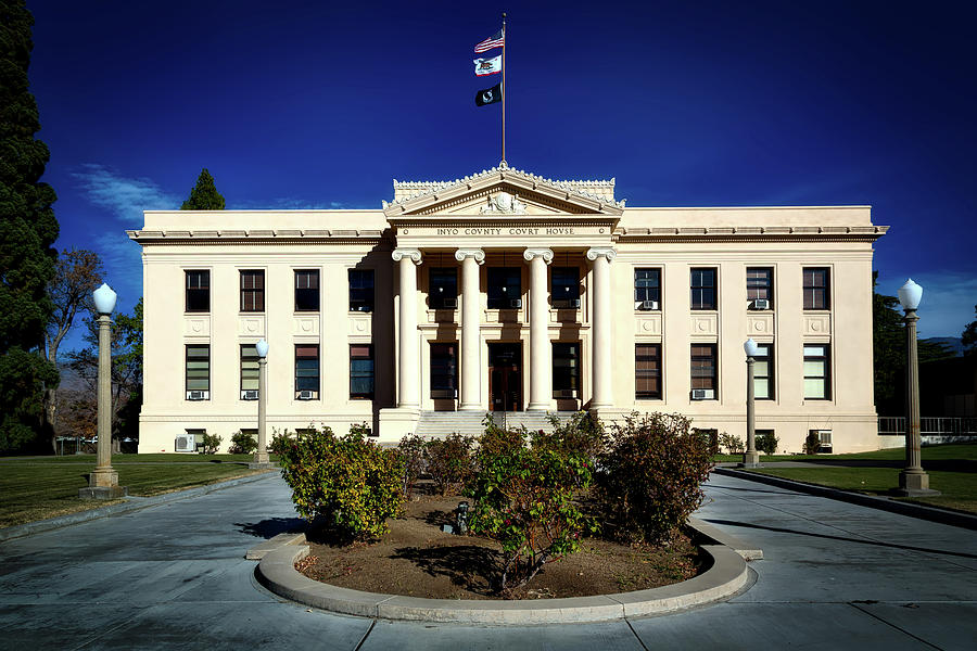 Flag Photograph - The Inyo County Courthouse by Mountain Dreams
