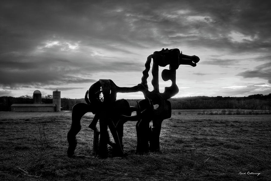 The Iron Horse Classic B W Sculpture Sunrise Landscape Art Photograph by Reid Callaway