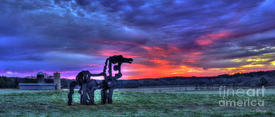The Iron Horse Panorama Sunrise Georgia Farm Art Photograph by Reid Callaway