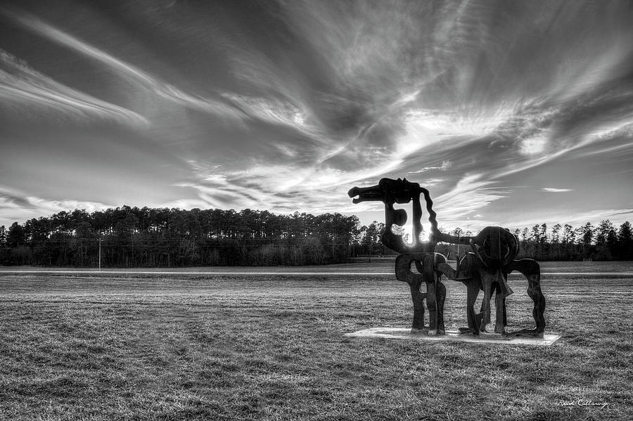 The Iron Horse Sunset 7 B W The Iron Horse Collection Art Photograph by Reid Callaway