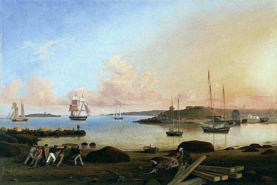 The Island and Fort of Ten Pound Gloucester by Fitz Henry Lane 1847 Painting by Movie Poster Prints