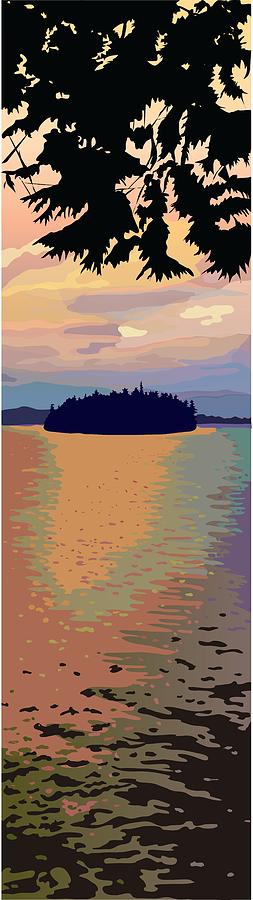 Lake Painting - The Island II by Marian Federspiel Lake Painting - The Island II by Marian Federspiel