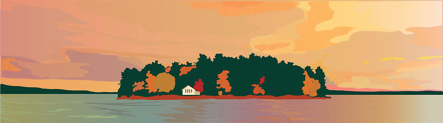 Island Painting - The Island by Marian Federspiel Island Painting - The Island by Marian Federspiel