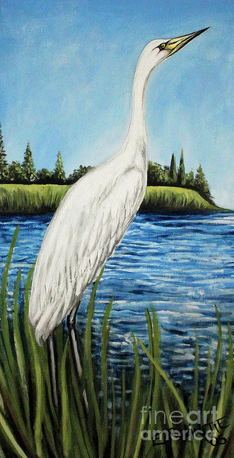 The Islands Egret Painting by Elizabeth Robinette Tyndall