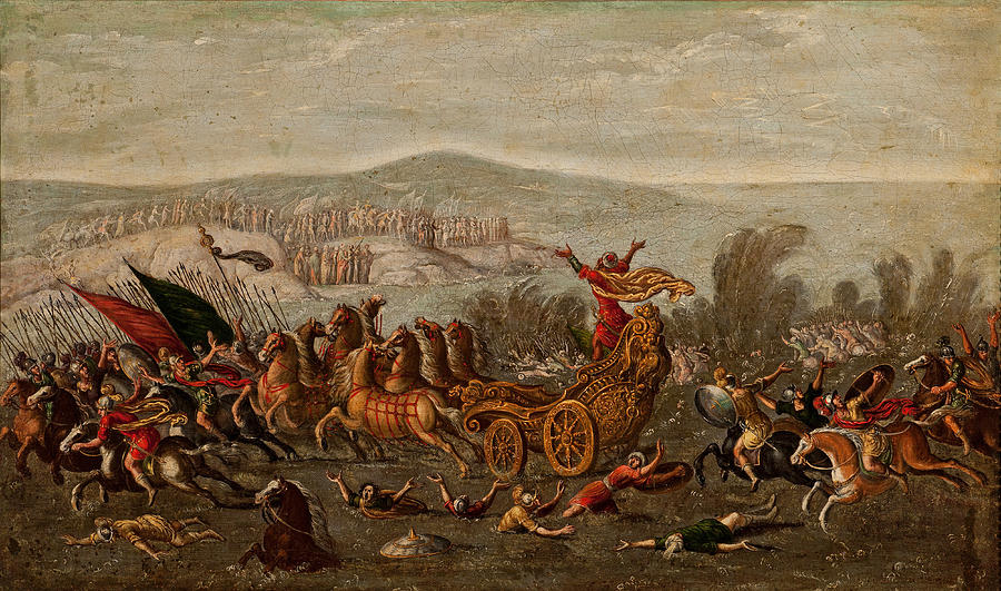 The Israelites crossing the Red Sea Painting by Circle of Juan de la Corte