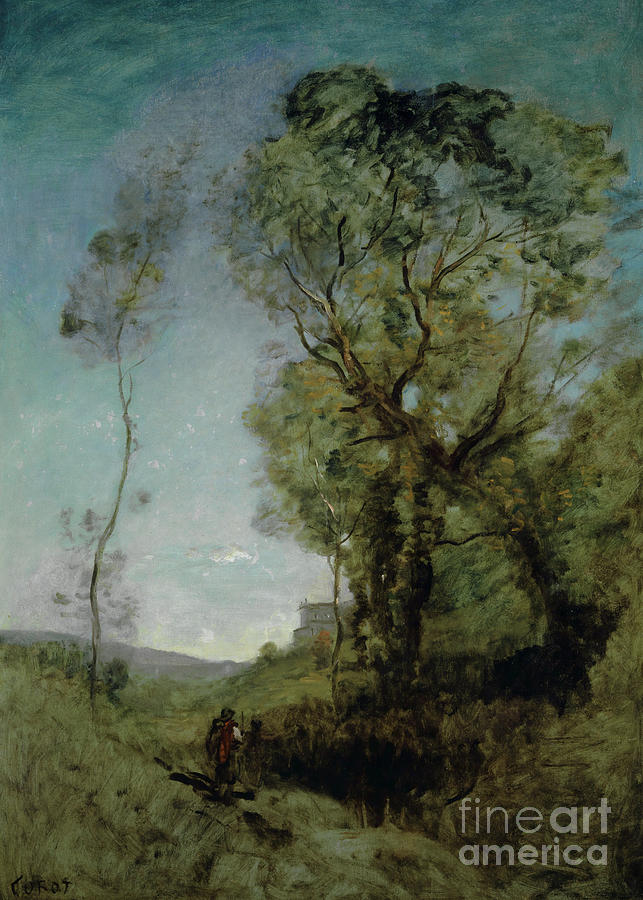Jean Baptiste Camille Corot Painting - The Italian Villa behind the Pines by Jean Baptiste Camille Corot
