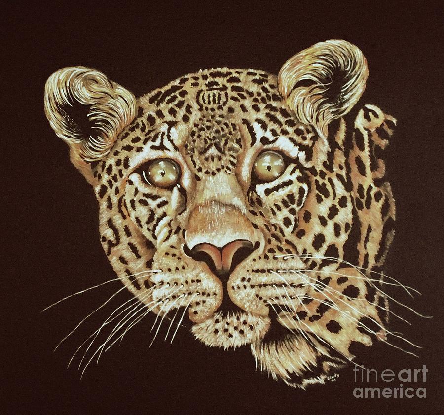 The Jaguar In Vintage Painting by Cindy Treger