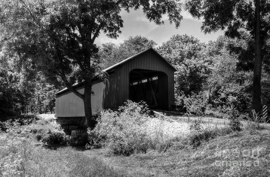 The James covered Bridge BW Photograph by Mel Steinhauer