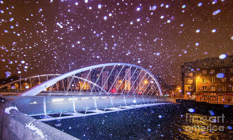 The James Joyce Bridge Dublin Ireland Winter  Snow 