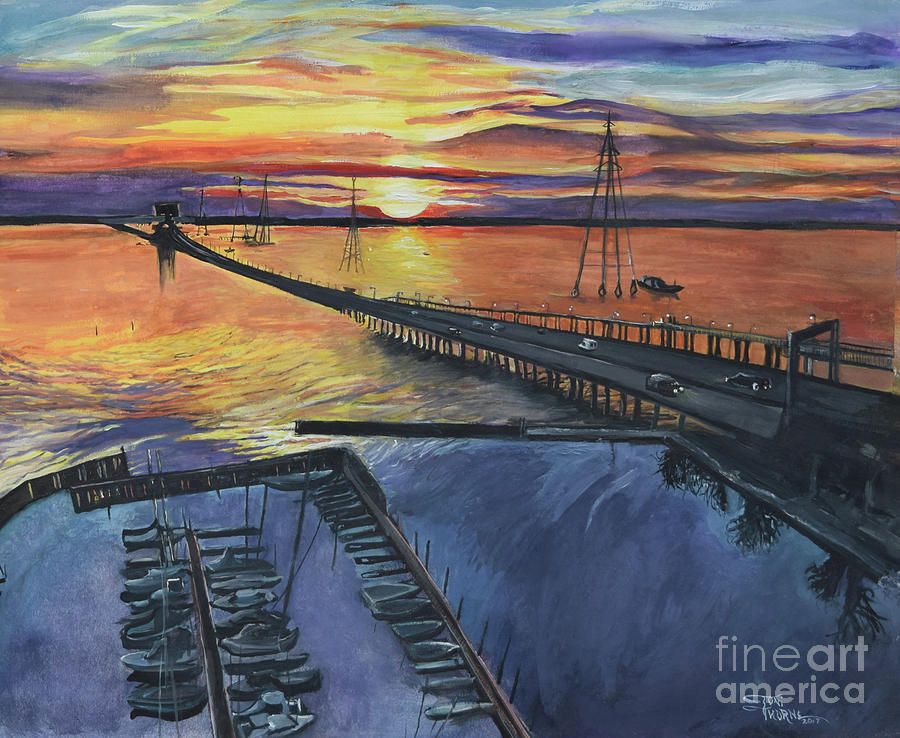 Boat Painting - The James River Bridge by Toni Thorne