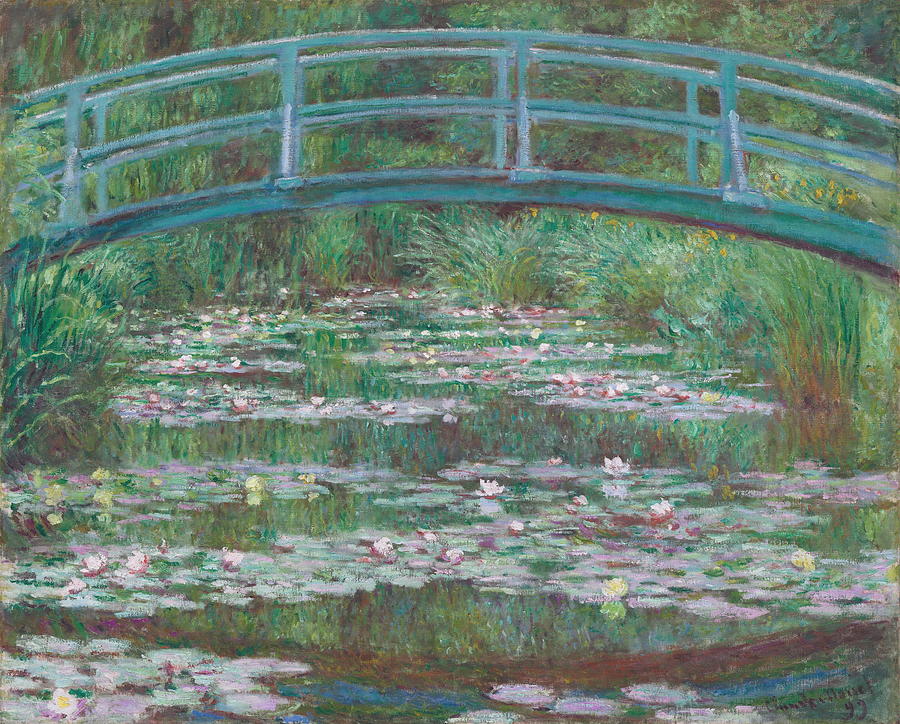 Water Painting - The Japanese Bridge The Water Lily Pond by Claude Monet