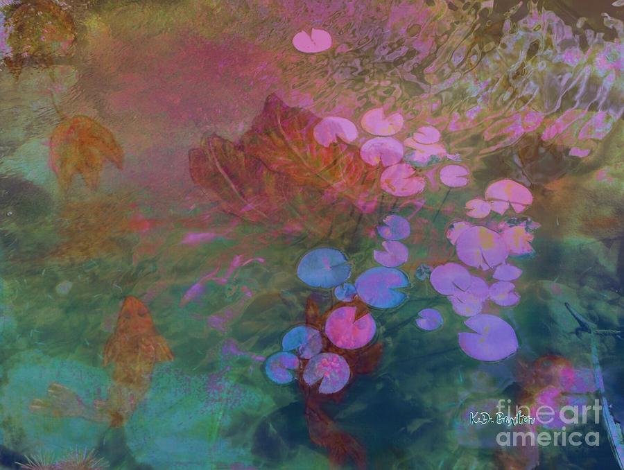 The Japanese Koi Swim with the Fallen Leaves Painting by Kimberlee Baxter