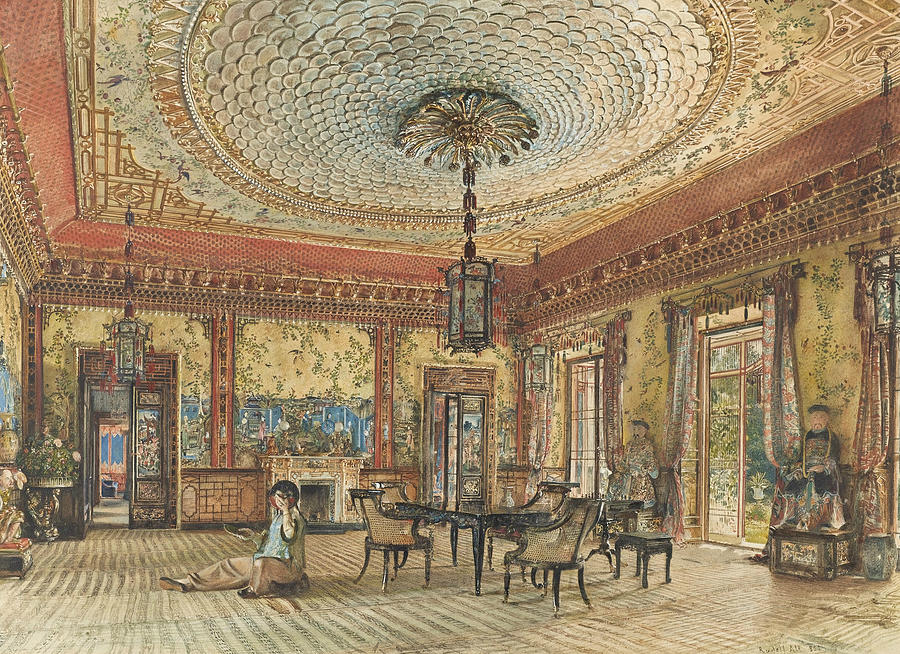 The Japanese Salon, Villa Hugel, Hietzing, Vienna Painting by Rudolf von Alt