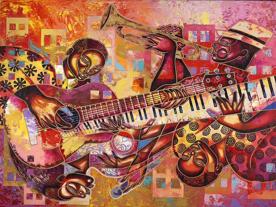 Jazz Painting - The Jazz Dimension  by Larry Poncho Brown