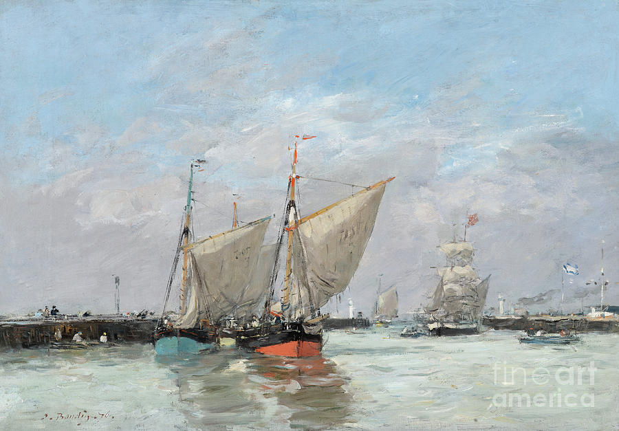 Eugene Louis Boudin Painting - The Jetties, High Tide by Eugene Louis Boudin