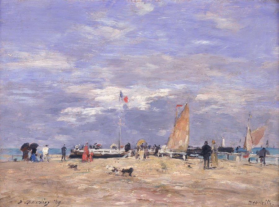 Eugene Louis Boudin Painting - The Jetty at Deauville by Eugene Louis Boudin