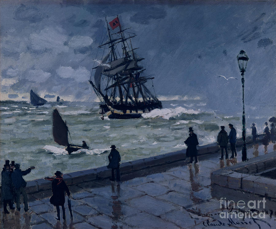 The Jetty at Le Havre in Bad Weather Painting by Claude Monet