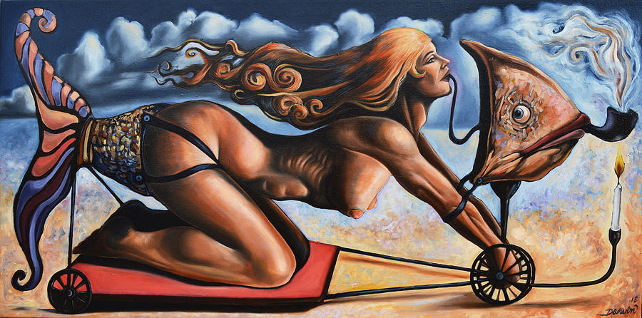 Surrealism Painting - The joy of being you by Darwin Leon Surrealism Painting - The joy of being you by Darwin Leon