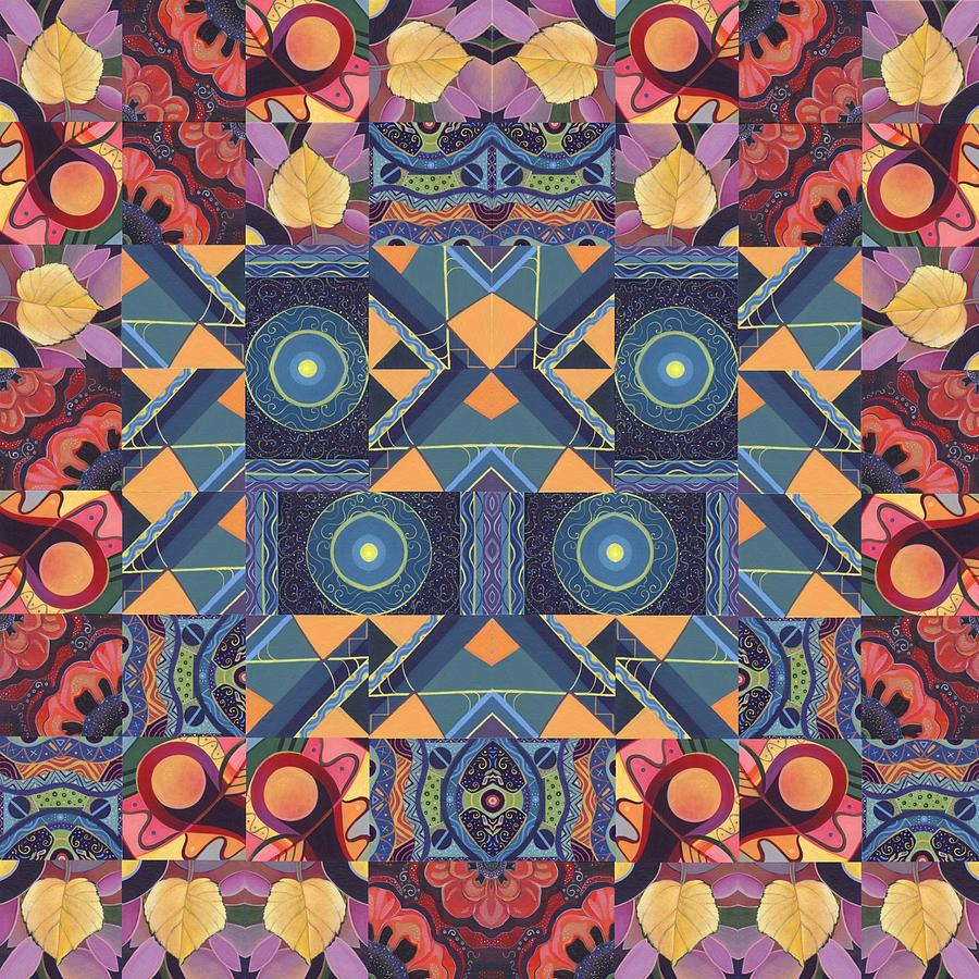 Abstract Digital Art - The Joy of Design Mandala Series Puzzle 5 Arrangement 9 by Helena Tiainen