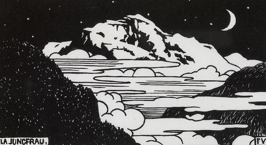Mountain Drawing - The Jungfrau by Felix Vallotton