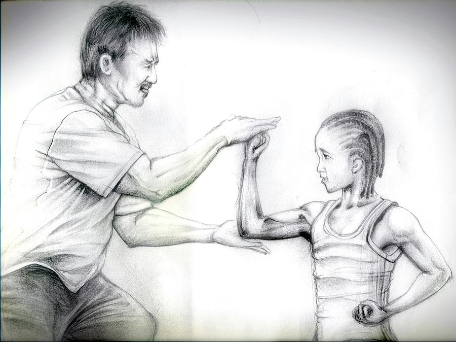 karate girl drawing