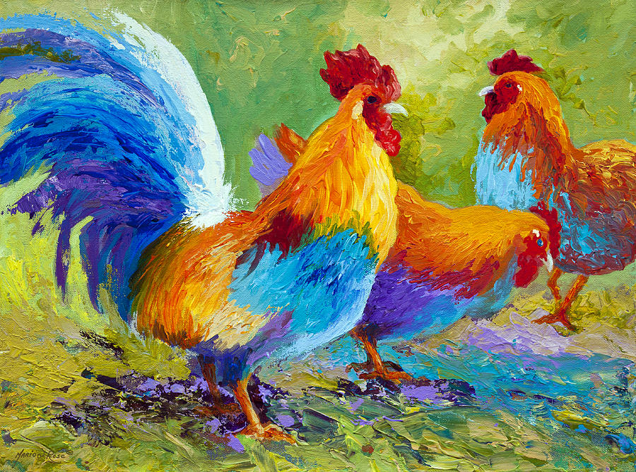 Rooster Painting - The Keeper by Marion Rose