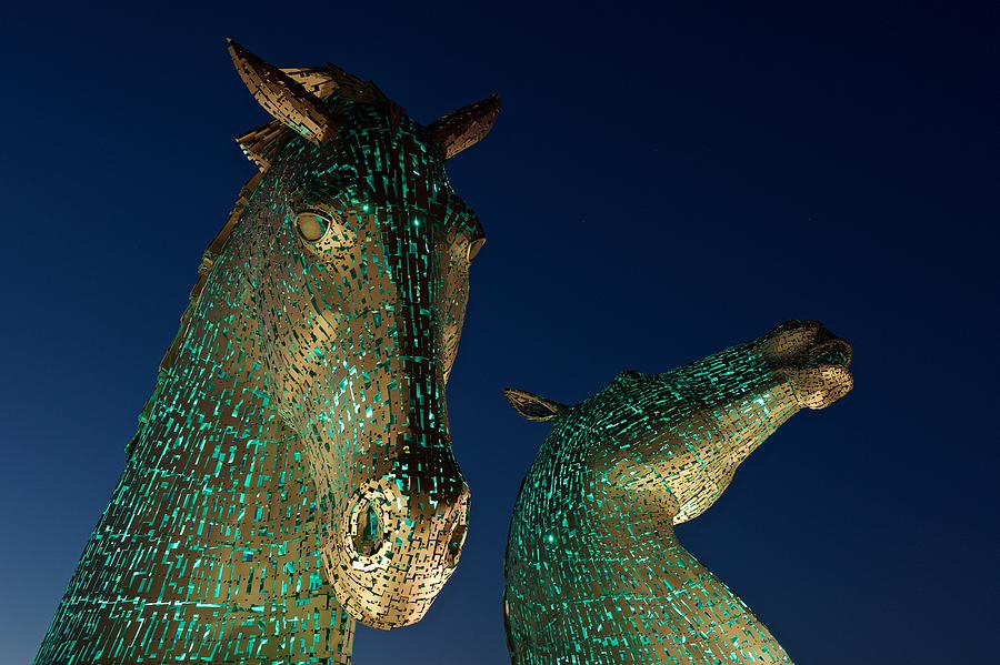 The Kelpies in Green Photograph by Stephen Taylor