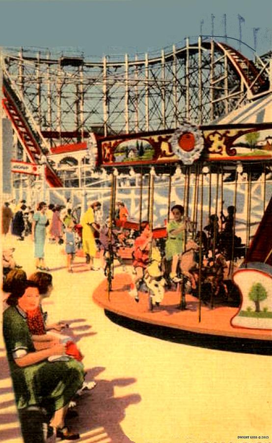 Carousels Mixed Media - The Kiddie Park Carousel, Coney Island, 1939 by Dwight GOSS