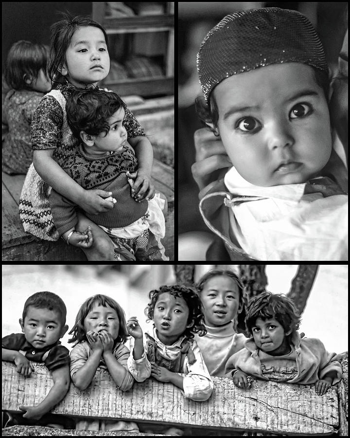 The Kids of India Collage bw Photograph by Steve Harrington