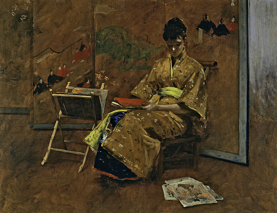 The Kimono Painting by William Merritt Chase
