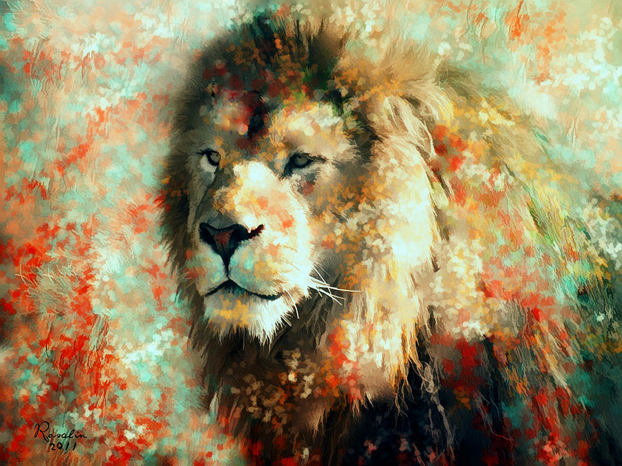 Lion Painting - The King of His World by Rosalina Atanasova