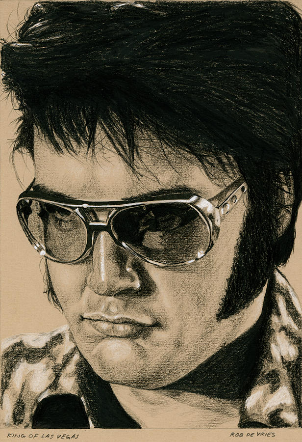 Elvis Presley Drawing - The King of Las Vegas II by Rob De Vries