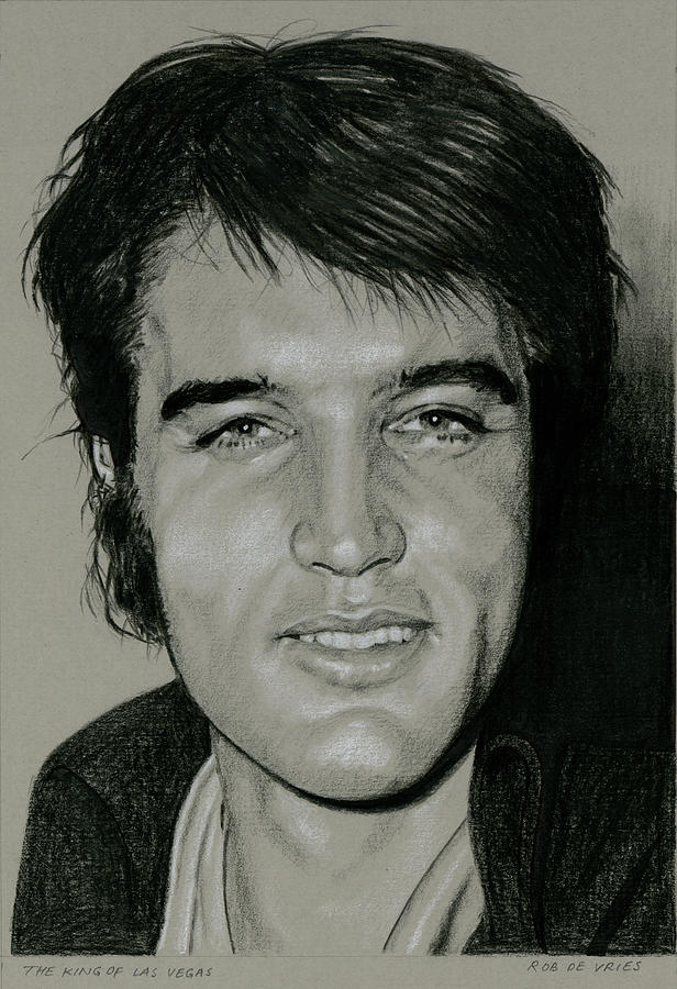 Elvis Presley Drawing - The King of Las Vegas by Rob De Vries