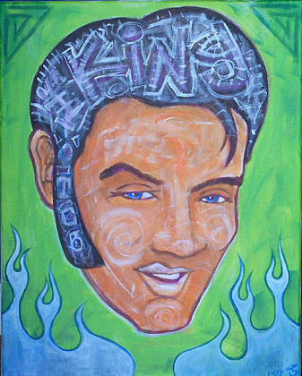 Elvis Presley Painting - The King TCB by Jeff Troldahl