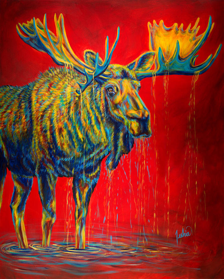 Moose Painting - The King by Teshia Art
