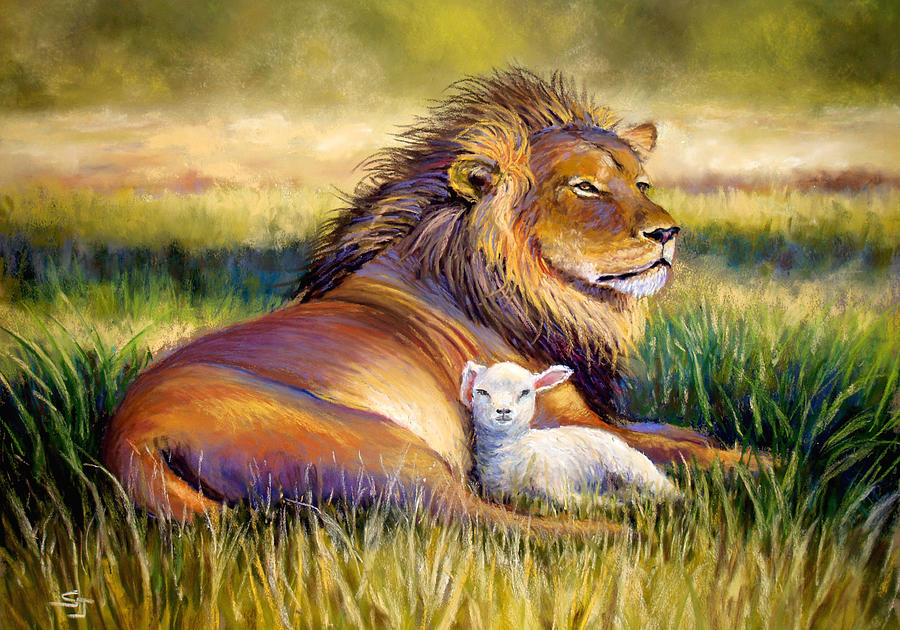 Lion And The Lamb Pastel - The Kingdom of Heaven by Susan Jenkins