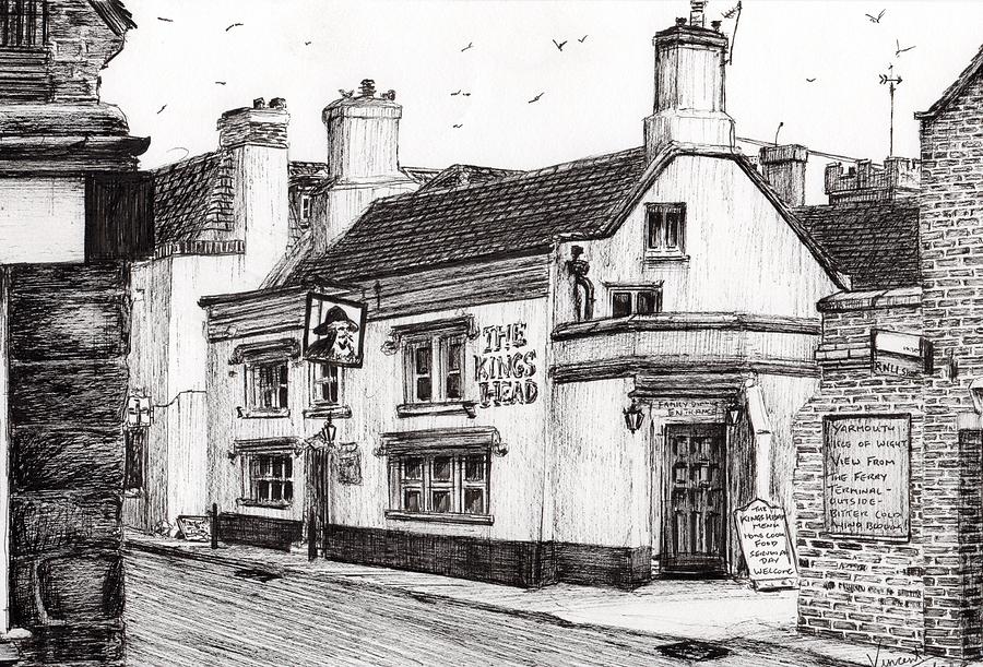 Black And White Drawing - The Kings Head by Vincent Alexander Booth