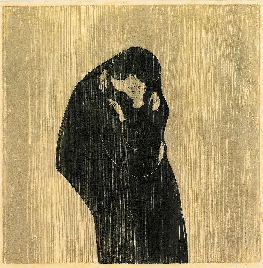 Edvard Munch Drawing - The Kiss IV by Edvard Munch