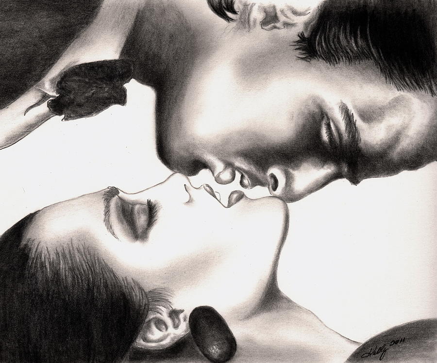 The Kiss Drawing by Kathleen Kelly Thompson