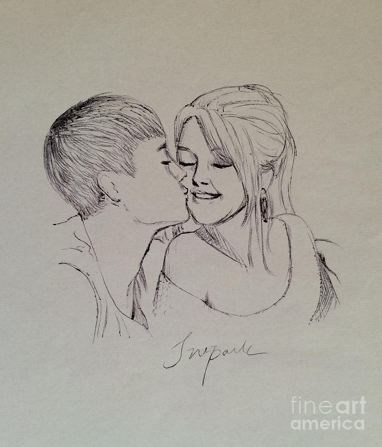 The Kiss On The Cheek Drawing By Jeong Won Park
