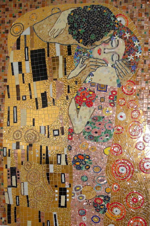 The Kiss By Gustav Klimt Mosaic Reproduction - Mosaic Art